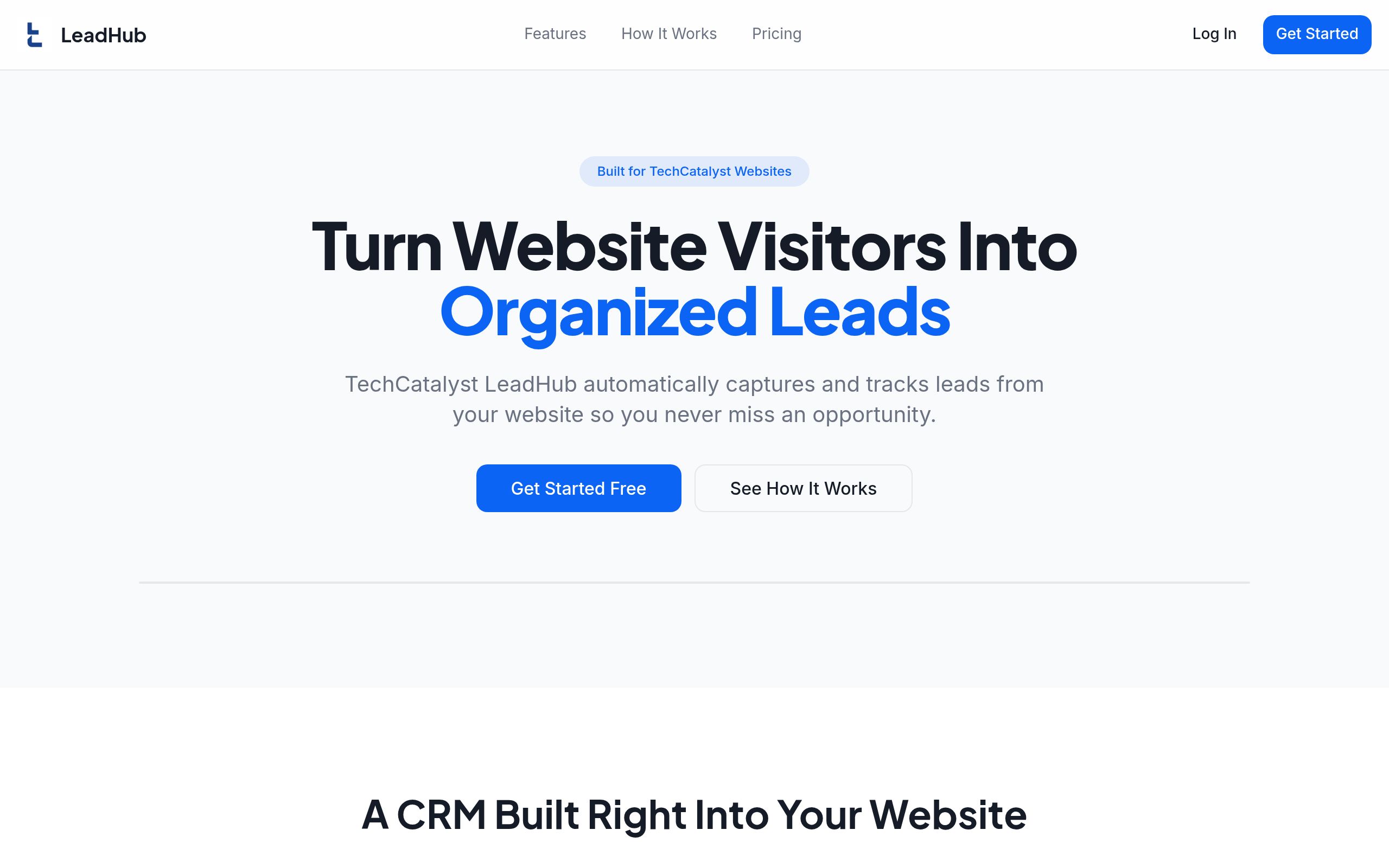 Screenshot of LeadHub CRM