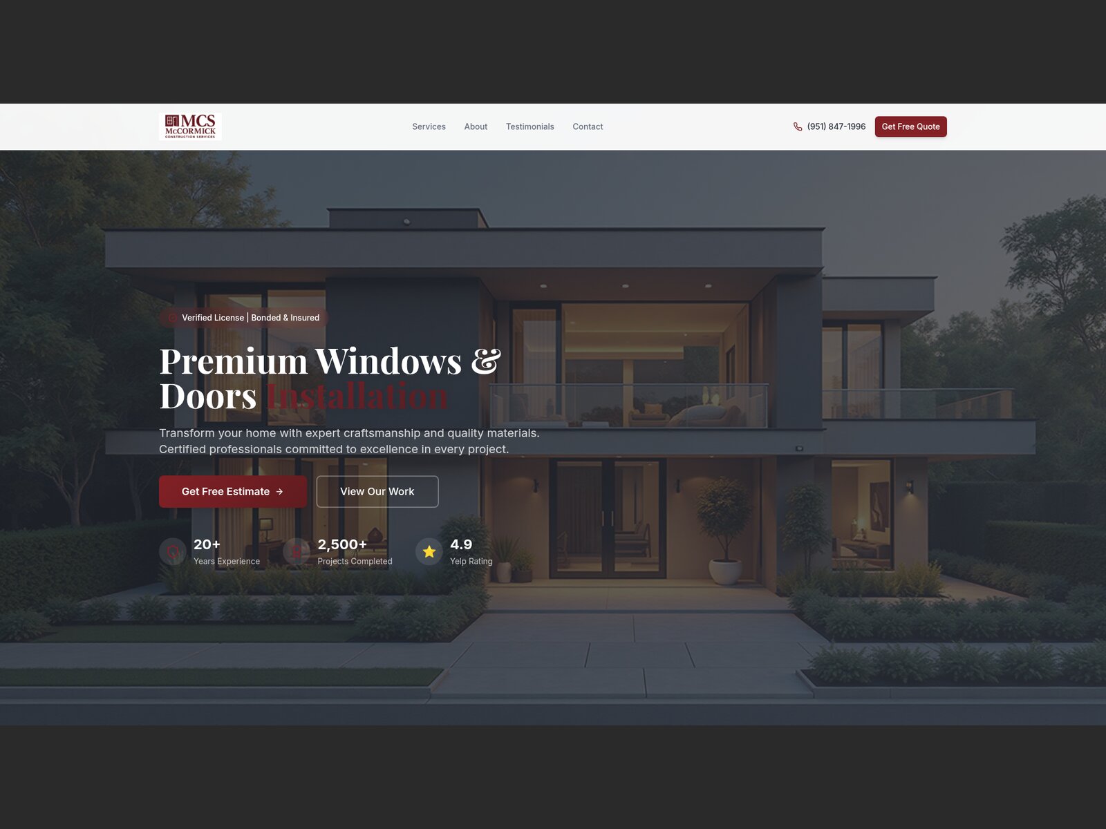 Screenshot of McCormick Construction Services